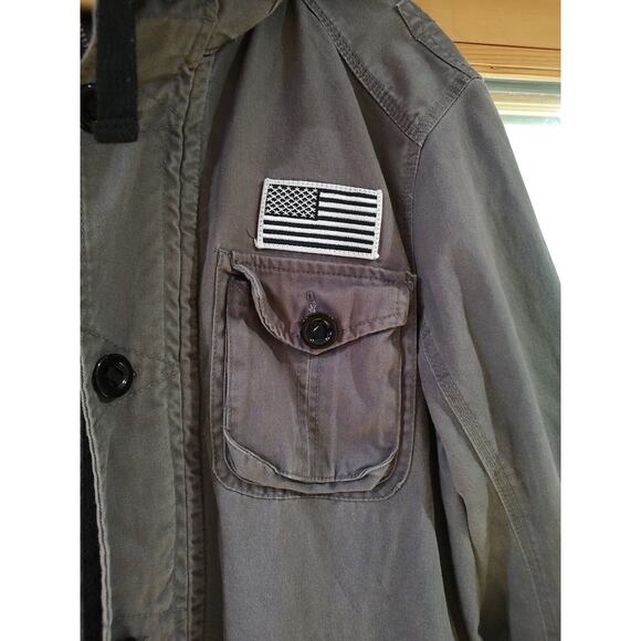 Women's REBEL & SOUL New York Patch Dark Gray Full Zip/Button Jacket Sz XXL - Picture 5 of 11